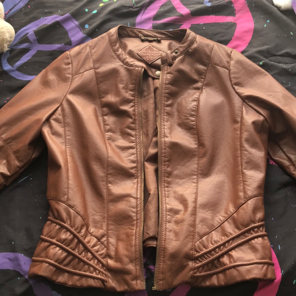 Brown leather jacket